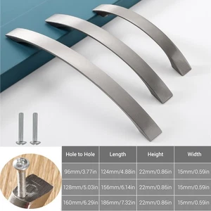 Kitchen Cupboard Handle Brushed Nickel 96mm/128mm/160mm Cabinet Drawer Door 2024 - Picture 1 of 11