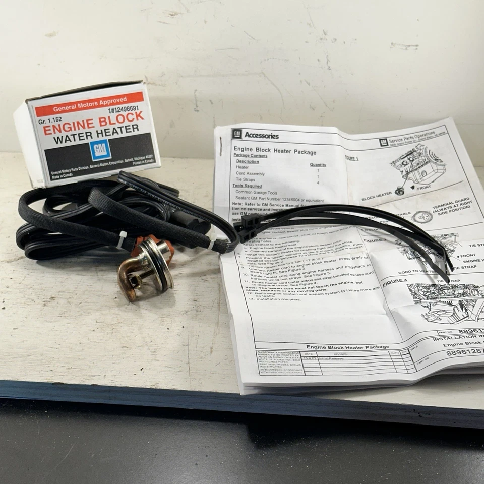 Nuevo calentador de bloque de motor OEM GM 12498691 con cable universal Buick Chevy Buick Foto 1 de 4