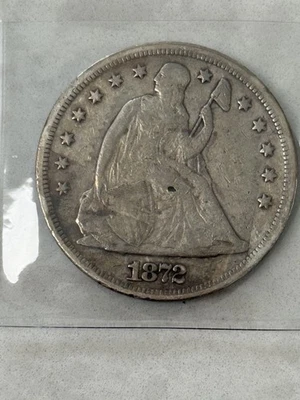 1872  SEATED LIBERTY DOLLAR FINE CONDITION 90% SILVER - Image 1 of 2