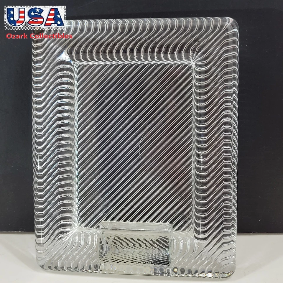 "Marco de fotos de vidrio Mikasa pulido retratos 4X2,75"" transparente moderno Japón de colección años 90" Foto 1 de 4