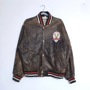 Chaqueta de cuero vintage marrón Louisville Slugger béisbol universitario EE. UU. talla mediana - Imagen 1 de 13