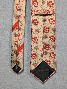 Ermenegildo Zegna Disegno Esclusivo Tie Gold Red Floral Silk Tie Made in Italy! - Picture 1 of 10