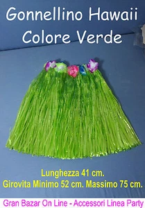 GONNELLINO HAWAII BABY COLORE VERDE Party Festa Dj Animazione CARNEVALE - Foto 1 di 1