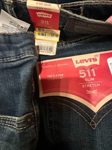 Levi's Boys' 511 Slim Fit Performance Jeans - Evans Blue Medium Wash 16 - Picture 1 of 3