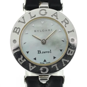 BVLGARI B.zero1 BZ22S SS/Leather Light Green Shell Dial Quartz Ladies I#136822 - Picture 1 of 8