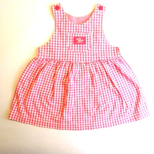 Oshkosh Baby B'Gosh Vintage Jumper Dress Pink Check Plaid Gingham Size 24 Months - Picture 1 of 8