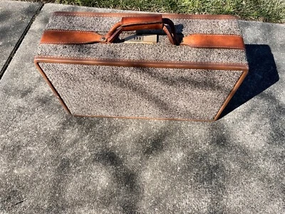 Vintage Hartmann Luggage Tweed Leather Suitcase Bag 21" X 12" X 7" Brown No Code - Image 1 of 4
