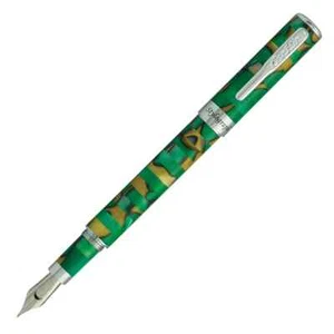 Conklin Stylograph Mosaic Fountain Pen Green & Brown New In Box Medium nib - Picture 1 of 13
