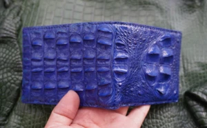 Real Croc Leather Skin Men's Bifold Wallet Light Blue #W81 - Picture 1 of 6
