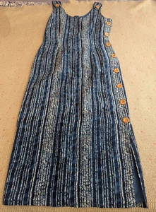 100% Silk Shift Maxi Dress Boho Laggenlook Grandma Core Nancy Crystal Blue Sz 8 - Picture 1 of 11
