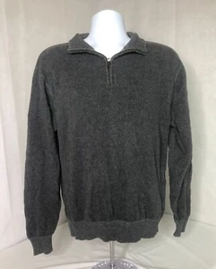 RedHead Gray Knit Pullover Quarter Zip Mock Neck Sweater Mens Size Medium - Picture 1 of 12