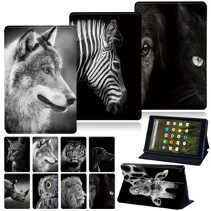 Animal Leather Stand Cover Case For Amazon Fire 7/HD 8/8 Plus/10/Plus/12th 2024 - Picture 1 of 24
