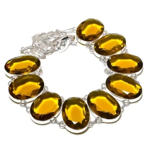 Faceted Citrine Gemstone 925 Sterling Silver Gift Jewelry Necklace 18" AB 794 I1 - Picture 1 of 6