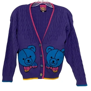Vintage Girltown Prep Club Cardigan Sweater Girls 12 to 14 Purple Candycore - Picture 1 of 5