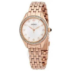 Seiko Women's SUR396 Rose-Gold Stainless Steel Quartz Crystal Bezel Watch B2 #5 - Picture 1 of 3
