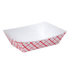 (Red White M) 50PCS Paper Food Trays Disposable Greaseproof Paper Food