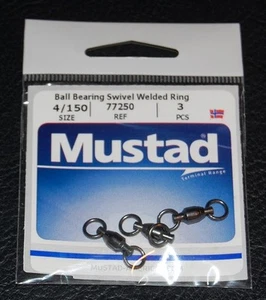 Mustad 77250-4/150 Rodamiento de bolas giratorio con anillos soldados 150 lb Paquete de prueba de 3 - Imagen 1 de 2