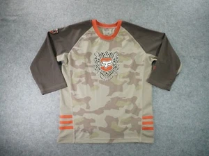 Fox Racing Shirt Mens Medium Brown 3/4 Sleeve Camouflage Y2K Military - Picture 1 of 12