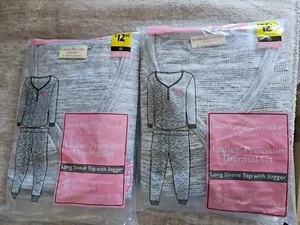 Bobbie Brooks Ladies Premium Thermal Set Long Sleeve Top Joggers Small Lot New B - Picture 1 of 5