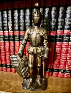 Vintage 1965 Atlantic Mold 9.5” Ceramic Medieval Knight w/ Armor, Shield & Sword - Picture 1 of 7