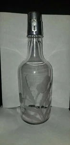 DECANTADOR VINTAGE HAWKES GRABADO CRISTAL CARDO DE VIDRIO PATRÓN TAPA ESTERLINA - Imagen 1 de 10