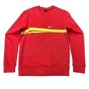 Hugo Boss Hombre Ajuste Regular Cuello Redondo Sudadera en Rojo Talla M - Imagen 1 de 12
