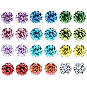 Wholesale A Set Of 12 Pairs Clear Coloured Crystal Ear Studs Earrings Shinny UK - Picture 1 of 5