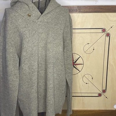 J Crew Sweater Pullover Mens M Gray Brown 100% Lambswool Shawl Collar Outdoor - Image 1 of 3