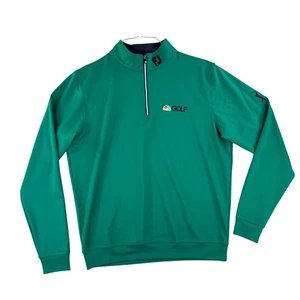 FootJoy Golf Pullover Herren Medium grün Viertelreißverschluss Tour Ausgabe NBC Sport Logo - Bild 1 von 11