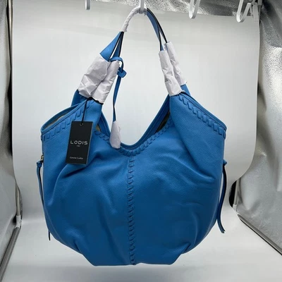 LODIS Mujer Cartera Grande Whipstitch Cuero Bolso Encaje Nuevo Azul  Foto 1 de 4