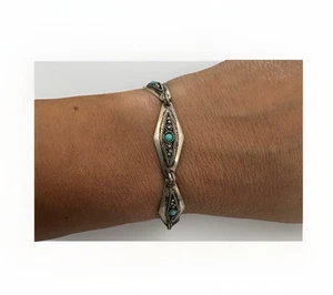 Antiguo Brazalete Cabujón Plata Esterlina JERUSALÉN ISRAELÍES Firmado Joyería - Imagen 1 de 6