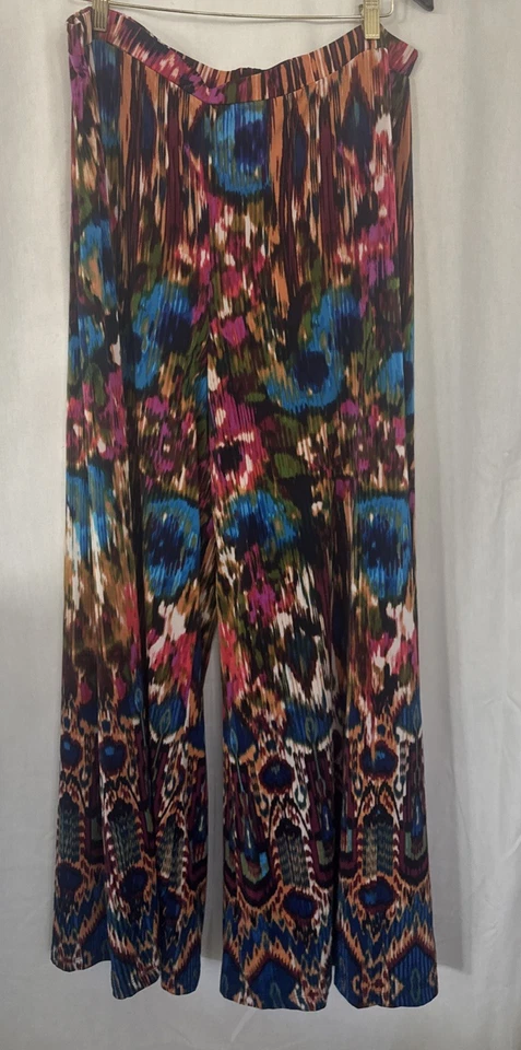 Брюки Nikki Poulos разноцветные широкие богемные без застежек размер 2X - Изображение 1 из 4