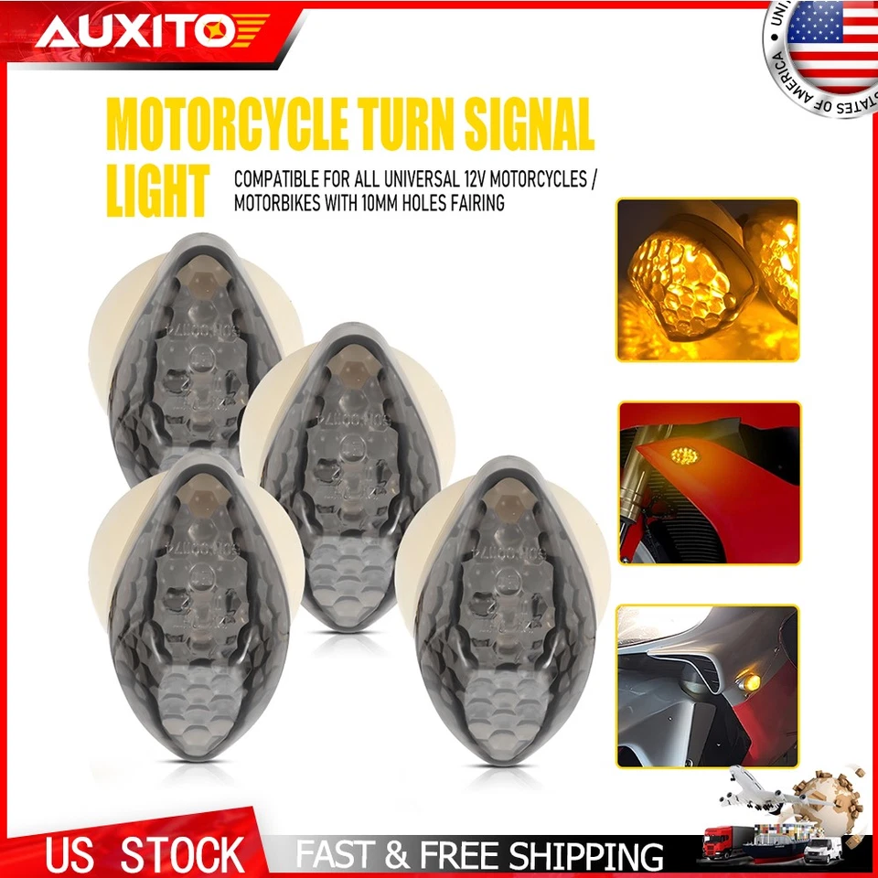 2 pares de luces intermitentes LED ámbar universales para moto 12V delanteras traseras Foto 1 de 4