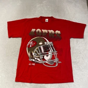 Vintage 90s Riddell San Francisco 49ers NFL Football Helmet T Shirt XL Red - Picture 1 of 10
