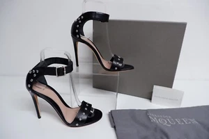 Alexander Mcqueen NEW Black Leather Ankle Band Shoes Size 38 Uk 5 BNIB SANDALS - Picture 1 of 10
