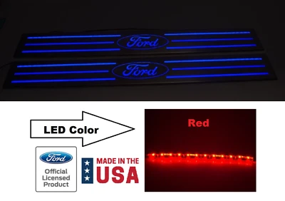Placas de arranhão de soleira de porta LED vermelho "Ford" oval iluminado para 2010-2014 F-150 - Imagem 1 de 4