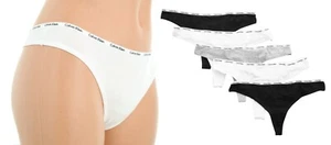 Calvin Klein Women's Thong Panties 5-Pack, Cotton Blend, Black White Gray, Large - Picture 1 of 8