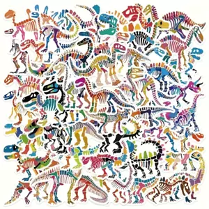 5-50pc Colorful Jurassic Dinosaur Skeleton Sticker Pack Lot Laptop, Phone Case - Picture 1 of 8