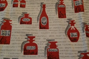 Tessuto speziato cucina vintage rosso bianco grigio 35"" x 2yds,9"" vaniglia peperone aglio ++ - Foto 1 di 4