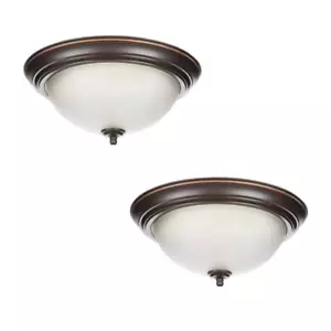Flush Mount Ceiling Light Fixture 13in Oil Rubbed Bronze 2-Pack Indoor Dome - Picture 1 of 10