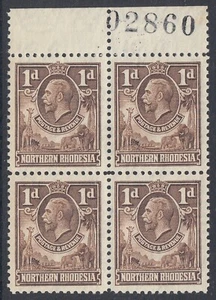 Northern Rhodesia - 1925 King George V Definitive SG 2 - Sheet No.02860 - Picture 1 of 1