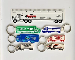 Lot/7 1980s Truck Shaped Keychains Ruler Advertising Central Transport & More - Picture 1 of 3