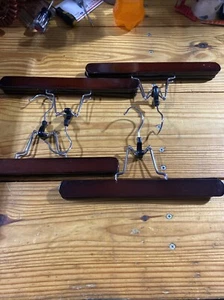 4 Vintage Wooden Clamp Hangers-for Pants & Skirts SEARS HARMONY HOUSE 11” - Picture 1 of 3