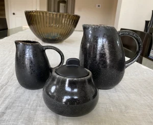Jars France Tourron - Celeste (Black) Set - creamer, sugar with lid, Pitcher - Picture 1 of 3