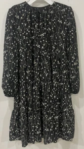 Too-la-Roo girls size 12 fancy occasion midi dress black white gold trim flowers - Picture 1 of 6