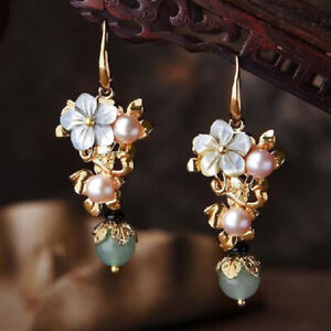 925 Silver Crystal Pearl Flower Earrings Ear Stud Women Charm Party Jewelry Gift