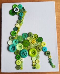 Handmade Green Button Dinosaur Picture For Childs Bedroom/nursery