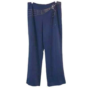 Yansi Fugel Wide Leg Embellished Black Pants - Picture 1 of 6