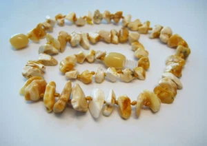 ¡Collar genuino blanco amarillo ámbar báltico 33 cm!!¡!  - Imagen 1 de 4