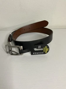 George Boys Genuine Leather Reversible Dress Belt Black/Brown Size S [22-26] - Picture 1 of 7